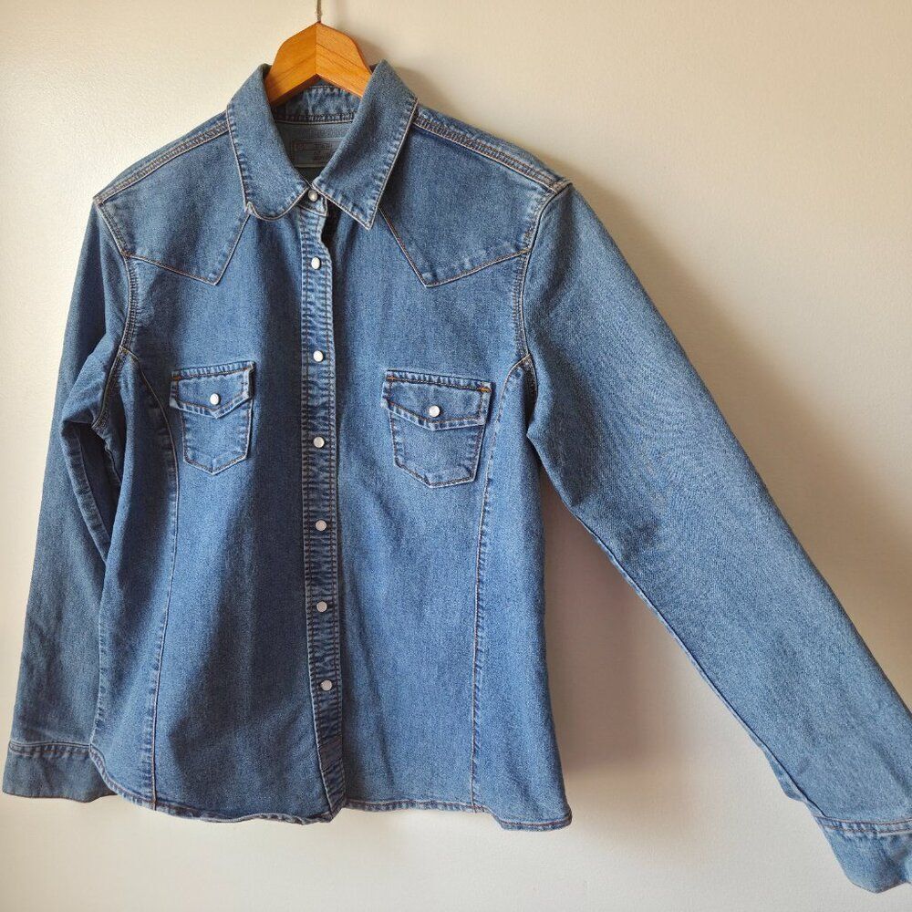EUC SIGNATURE LEVI'S STRAUSS STRETCH COTTON BLEND DENIM LONGSLEEVES SHIRT SIZE L